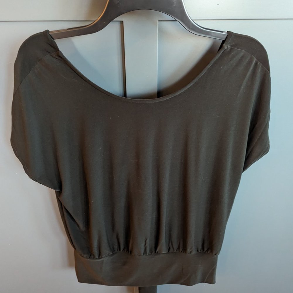 WHBM Black Short Sleeve Blouse- Size Small